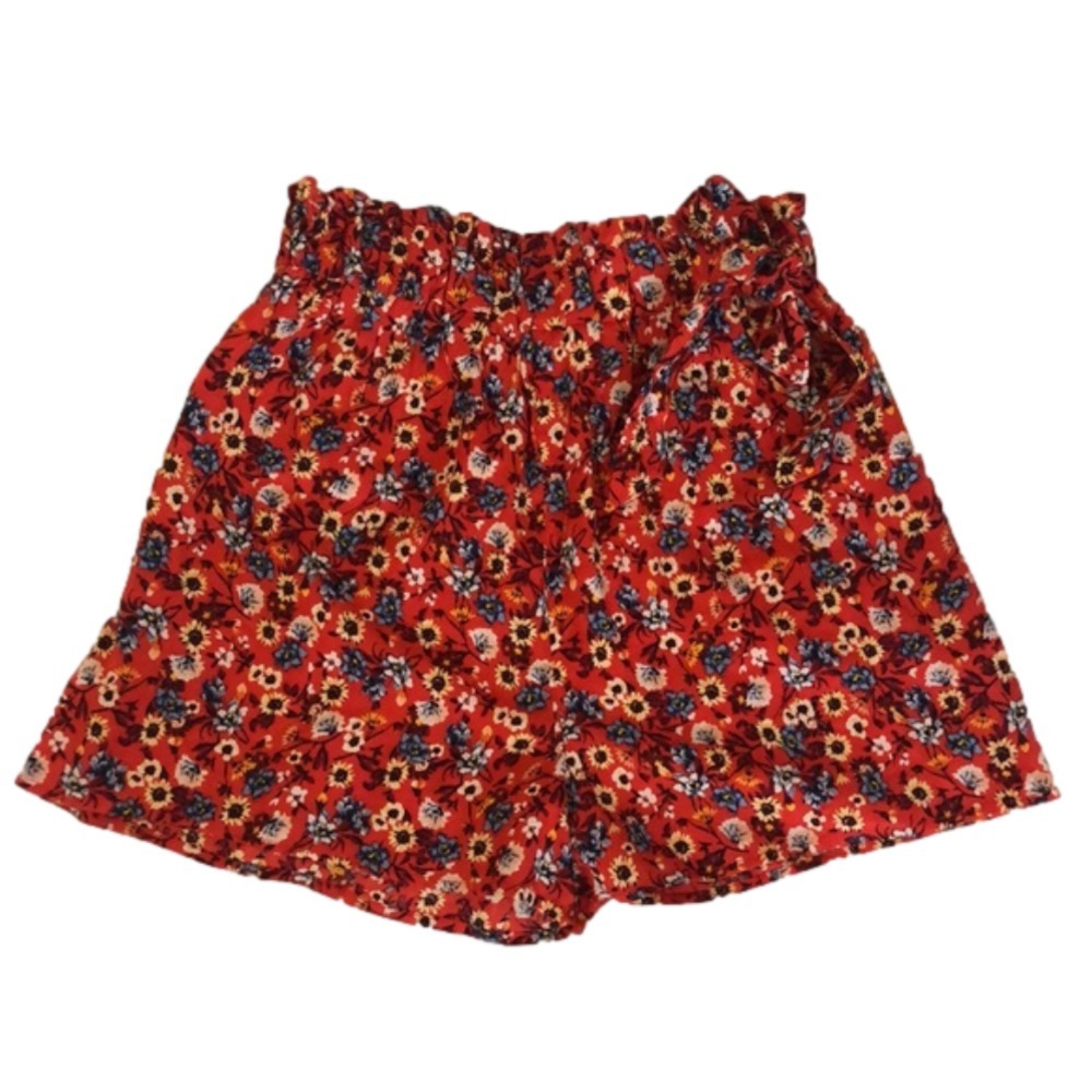 B.O.G Collective Red Print Drawstring Belt Cotton/Rayon Shorts Size M NWT‎